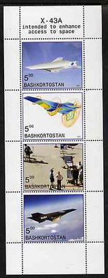 Bashkortostan 2001 X-43A Experimental Aircraft perf sheetlet containing 4 values unmounted mint
