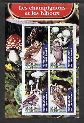 Madagascar 2004 Fungi & Owls imperf sheetlet containing set of 4 values unmounted mint
