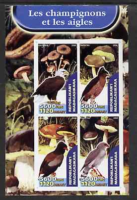 Madagascar 2004 Fungi & Eagles imperf sheetlet containing set of 4 values unmounted mint