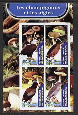 Madagascar 2004 Fungi & Eagles imperf sheetlet containing set of 4 values unmounted mint