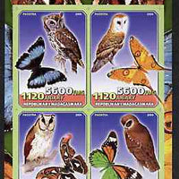 Madagascar 2004 Owls & Butterflies imperf sheetlet containing set of 4 values unmounted mint