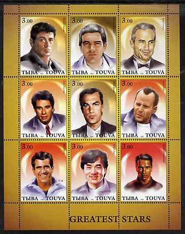 Touva 2001 Greatest Stars #2 (Male) perf sheetlet containing 9 values unmounted mint