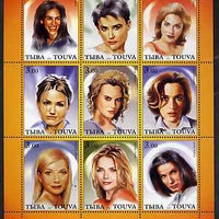 Touva 2001 Greatest Stars #3 (Female) perf sheetlet containing 9 values unmounted mint
