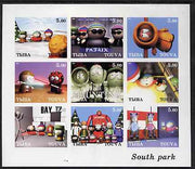 Touva 2001 South Park imperf sheetlet containing 9 values unmounted mint