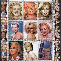 Afghanistan 2000 Marilyn Monroe #2 perf sheetlet containing set of 9 values unmounted mint
