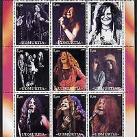 Udmurtia Republic 2000 Janis Joplin perf sheetlet containing 9 values unmounted mint