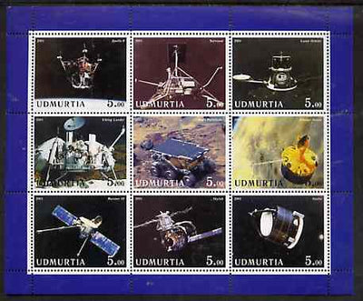 Udmurtia Republic 2001 Space Missions perf sheetlet containing complete set of 9 values unmounted mint