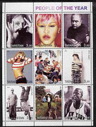 Tatarstan Republic 2001 People of the Year #1 perf sheetlet containing set of 9 values unmounted mint (Dylan, McCartney, J Lopez, M Jagger, etc)