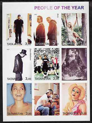 Tatarstan Republic 2001 People of the Year #2 imperf sheetlet containing set of 9 values unmounted mint (Bono, B Spears, etc)