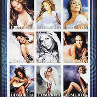 Udmurtia Republic 2002 Jennifer Lopez imperf sheetlet containing 9 values unmounted mint