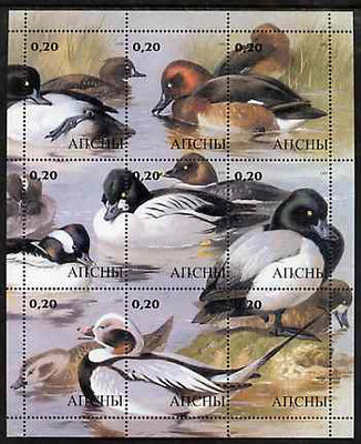 Abkhazia 2000 Ducks perf composite sheetlet containing 9 values unmounted mint