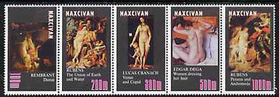 Naxcivan Republic 1999 ? Nude Paintings perf strip of 5 values complete unmounted mint