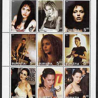 Buriatia Republic 2001 Angelina Jolie perf sheetlet containing set of 9 values unmounted mint,
