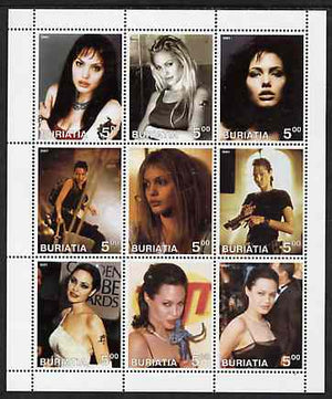 Buriatia Republic 2001 Angelina Jolie perf sheetlet containing set of 9 values unmounted mint,