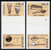 Gambia 1987 Musical Instruments the set of 4 (2 se-tenant gutter pairs folded through gutters) from the Format archive imperf sheet, as SG 686-89