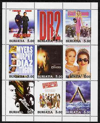 Buriatia Republic 2001 Film Posters perf sheetlet containing set of 9 values unmounted mint,