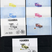 Gambia 1987 Ameripex (Benz Motor Car Centenary) m/sheet (1913 Benz 8/20) in set of 7 imperf progressive colour proofs comprising the 4 individual colours, two 2-colour & 3-colour composite2, from the Format archive imperf proof sh……Details Below