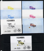 Gambia 1987 Ameripex (Benz Motor Car Centenary) m/sheet (1913 Benz 8/20) in set of 7 imperf progressive colour proofs comprising the 4 individual colours, two 2-colour & 3-colour composite2, from the Format archive imperf proof sh……Details Below