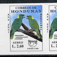 Honduras 2001 America - AIDS Awareness Campaign 2L60 Amazon Parrot imperf marginal proof pair unmounted mint as SG1612