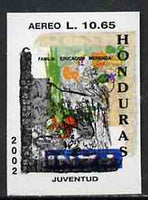 Honduras 2001 America - AIDS Awareness Campaign 10L65 Scarlet Macaw imperf proof doubly printed with Family Education stamp unmounted mint as SG1614