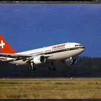 Postcard by Swissair - full colour showing Airbus A310, mint & very fine