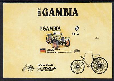 Gambia 1987 Ameripex (Benz Motor Car Centenary) imperf m/sheet (1924 Steiger 10/50) from the Format archive imperf proof sheet unmounted mint, as SG MS 658