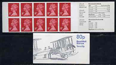 Great Britain 1979-81 Military Aircraft #1 (Vickers Gun Bus) 80p booklet with selvedge at right complete SG FE1B
