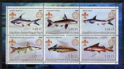 Congo 2002 Fish #1 perf sheetlet containing set of 6 values, each with Scouts & Guides Logos unmounted mint