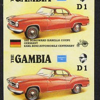 Gambia 1987 Ameripex 1d (1957 Borgward Isabella Coupe) imperf pair from the Format archive proof sheet, as SG 652*