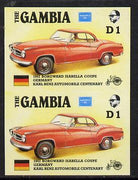Gambia 1987 Ameripex 1d (1957 Borgward Isabella Coupe) imperf pair from the Format archive proof sheet, as SG 652*