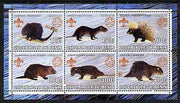 Benin 2002 Porcupines perf sheetlet containing set of 6 values, each with Scouts & Guides Logos unmounted mint