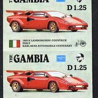 Gambia 1987 Ameripex 1d25 (1985 Lamborghini) imperf pair from the Format archive proof sheet, as SG 653*