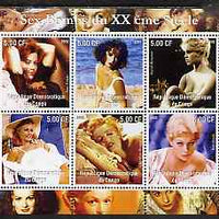 Congo 2002 Sex Bombs of the 20th Century #2 perf sheetlet containing set of 6 values unmounted mint