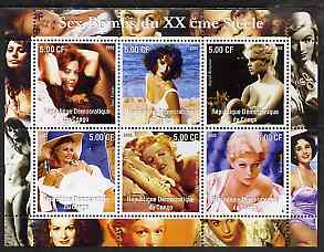 Congo 2002 Sex Bombs of the 20th Century #2 perf sheetlet containing set of 6 values unmounted mint