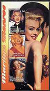 Tadjikistan 2001 Marilyn Monroe perf sheetlet containing 3 values unmounted mint