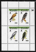 Karelia Republic 1996 WWF - Birds of Prey #2 perf sheetlet containing set of 4 values unmounted mint