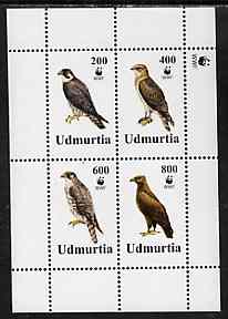 Udmurtia Republic 1996 WWF - Birds of Prey perf sheetlet containing set of 4 values unmounted mint