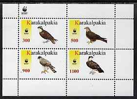Karakalpakia Republic 1996 WWF - Birds of Prey perf sheetlet containing set of 4 values unmounted mint