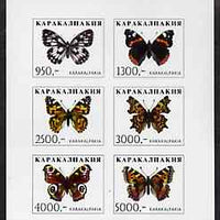 Karakalpakia Republic 1998 Butterflies imperf sheetlet containing complete set of 6 values unmounted mint