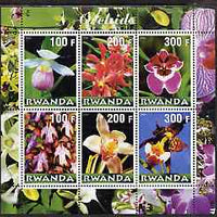 Rwanda 2000 Orchids perf sheetlet containing complete set of 6 values unmounted mint