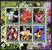 Rwanda 2000 Orchids perf sheetlet containing complete set of 6 values unmounted mint