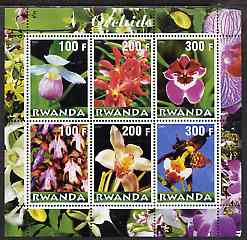 Rwanda 2000 Orchids perf sheetlet containing complete set of 6 values unmounted mint