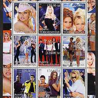 Turkmenistan 2000 VIP (TV Series) perf sheetlet containing 9 values unmounted mint (Pamela Anderson etc)