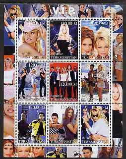 Turkmenistan 2000 VIP (TV Series) perf sheetlet containing 9 values unmounted mint (Pamela Anderson etc)