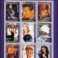 Kyrgyzstan 2000 The World Music Awards perf sheetlet containing 9 values unmounted mint (M Jackson, Britney, Tina Arena, Ricky Martin, etc)