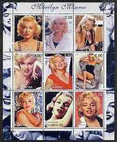 Tadjikistan 2000 Marilyn Monroe perf sheetlet containing 9 values unmounted mint