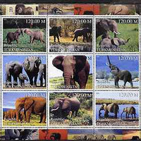 Turkmenistan 2000 Elephants perf sheetlet containing 9 values unmounted mint