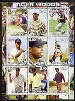 Chechenia 2000 Tiger Woods perf sheetlet containing 9 values unmounted mint