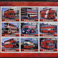 Rwanda 2000 Buses perf sheetlet containing 9 values unmounted mint