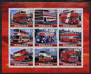 Rwanda 2000 Buses perf sheetlet containing 9 values unmounted mint